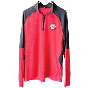 Scarlet & Gray Ohio State Buckeyes Mens Large Quarter Zip Pullover Red Black OSU
